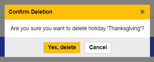 Confirm Holiday Deletion