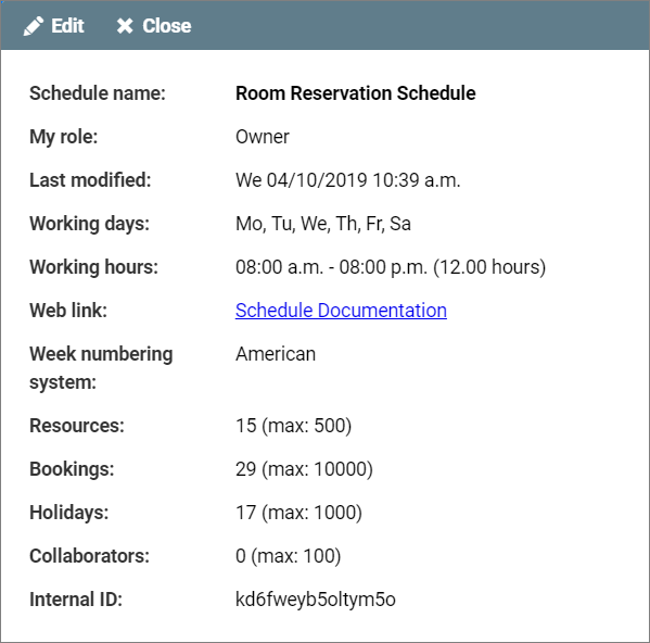 Schedule Information Window